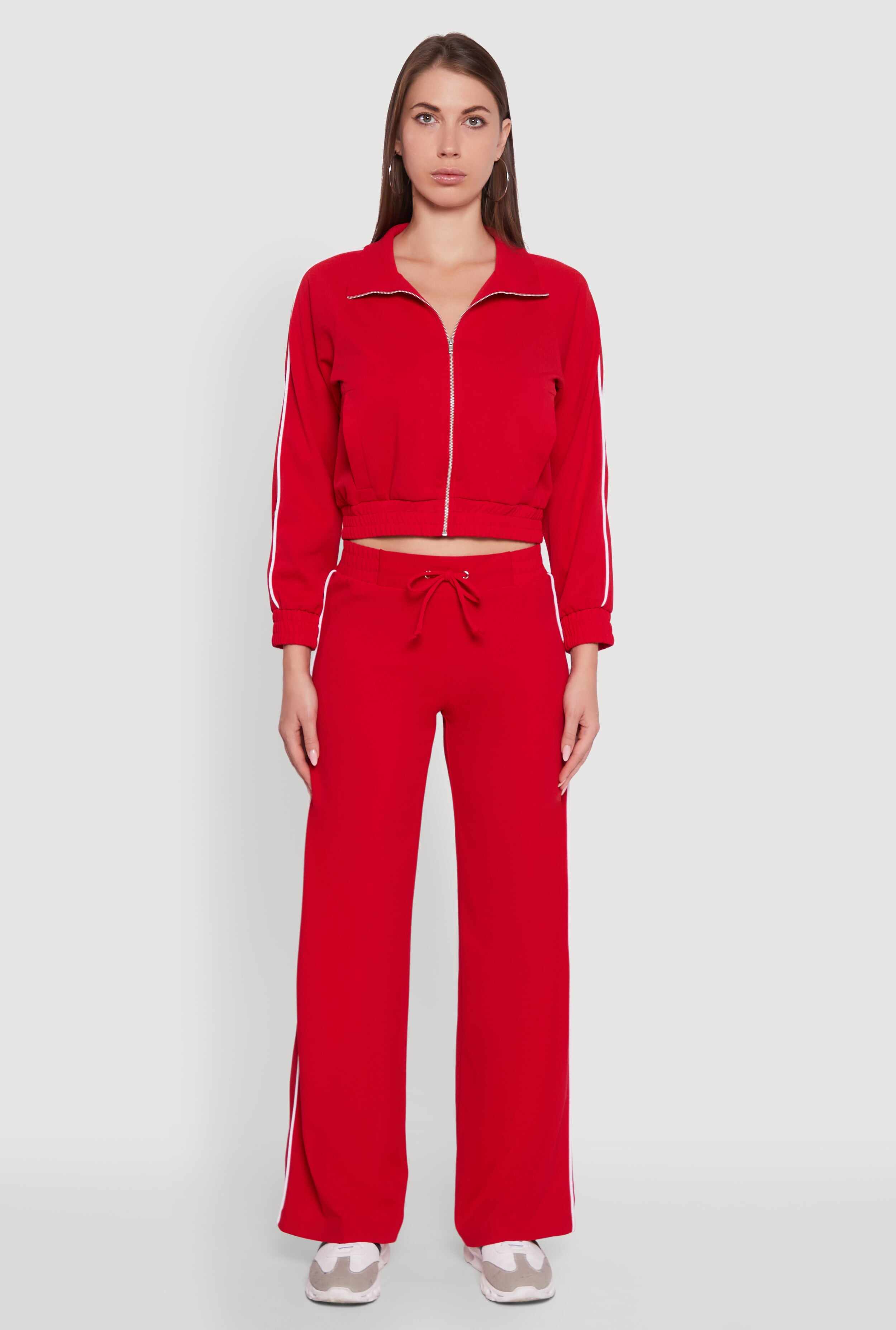 Wide Leg Crepe Knit Casual Pants