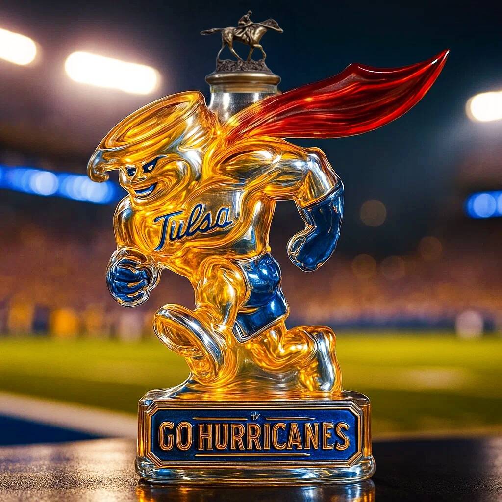 Tulsa Golden Hurricane Whiskey Bottle