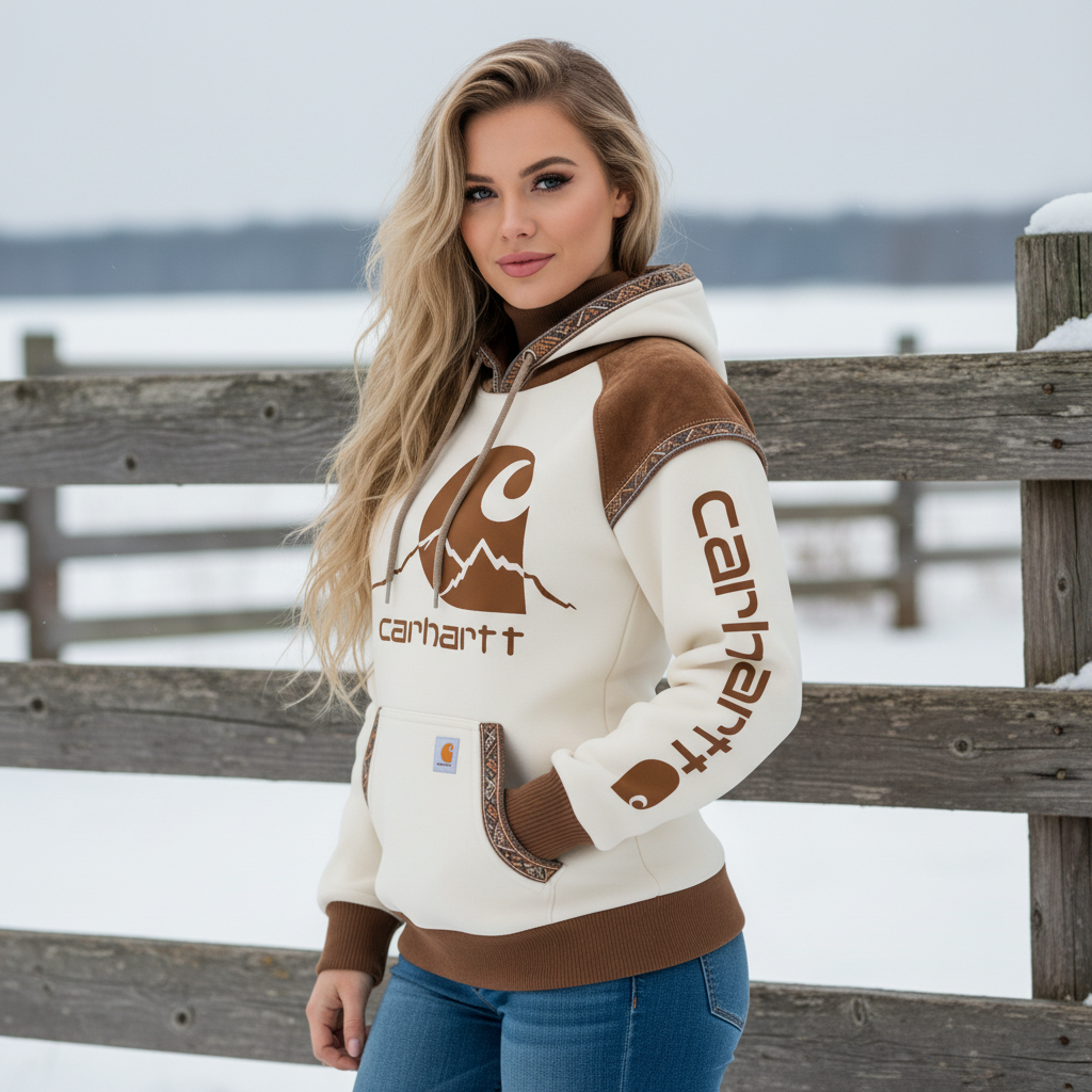 Women's Retro Ethnic Style Stand Collar Hooded Sweatshirt set