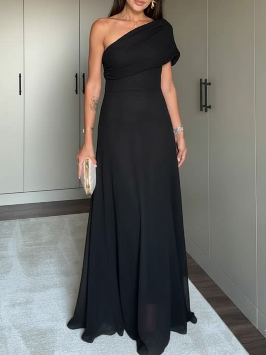 Women's Elegant Off-the-shoulder Stretch Mesh Maxil Dress