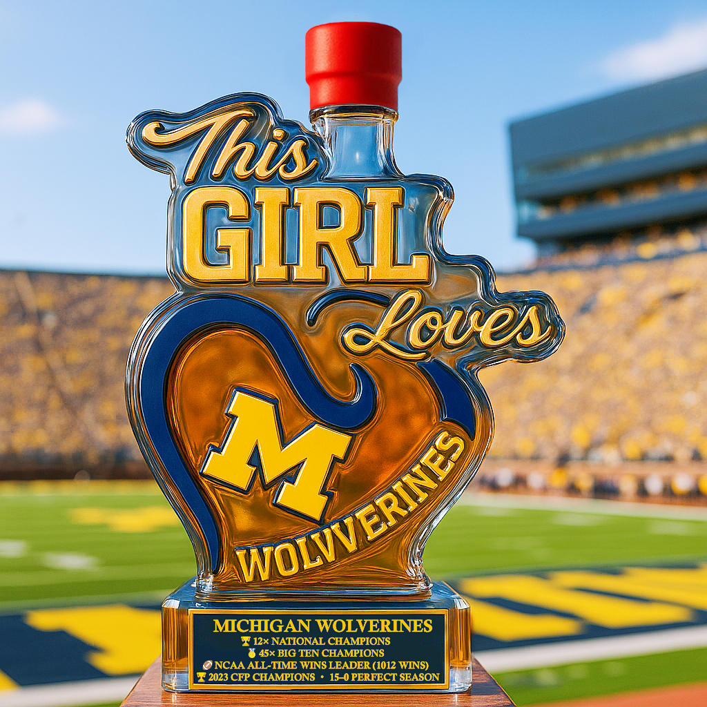 University of Michigan Wolverines Glory Whiskey Bottle