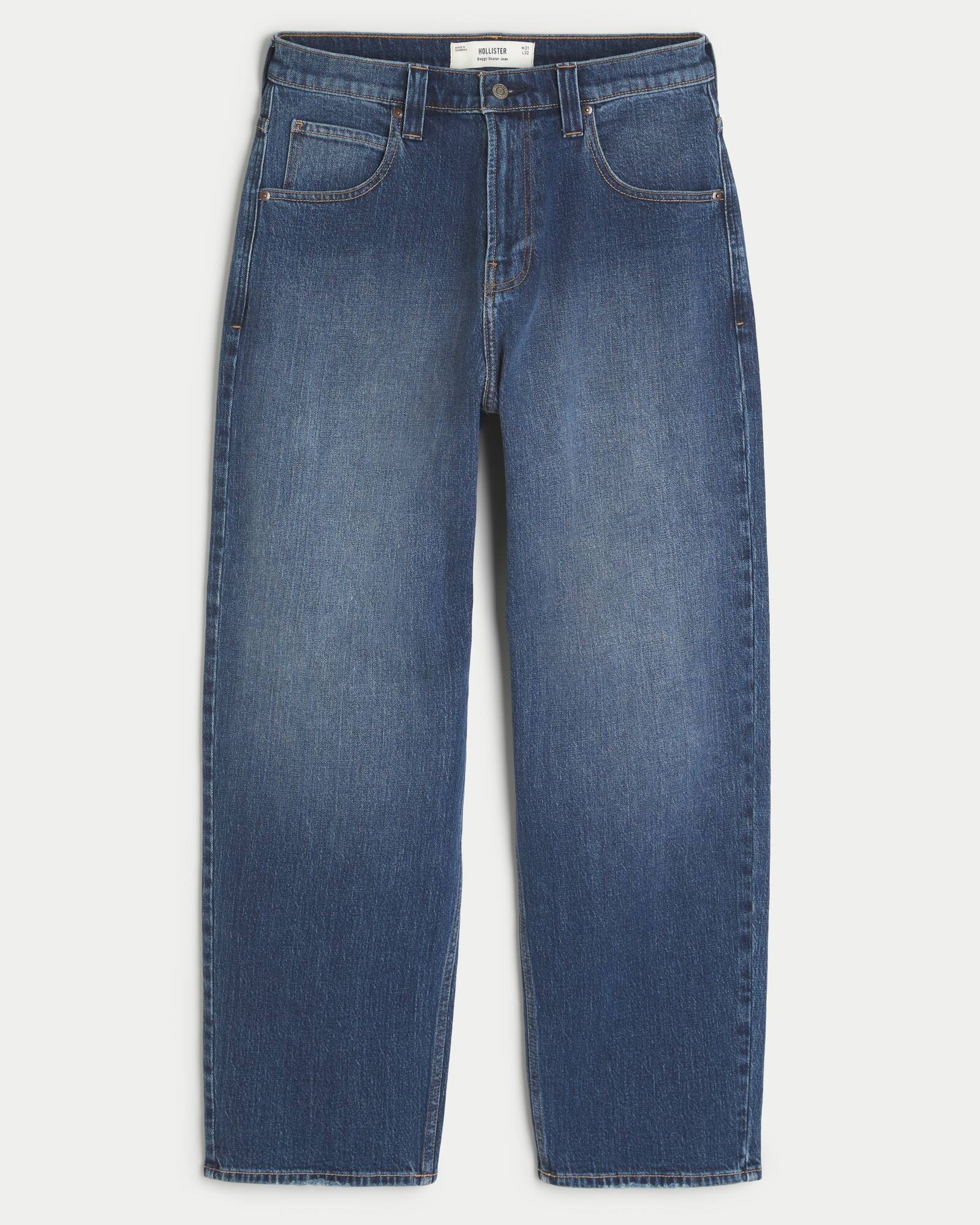 Medium Wash Skater Baggy Jeans