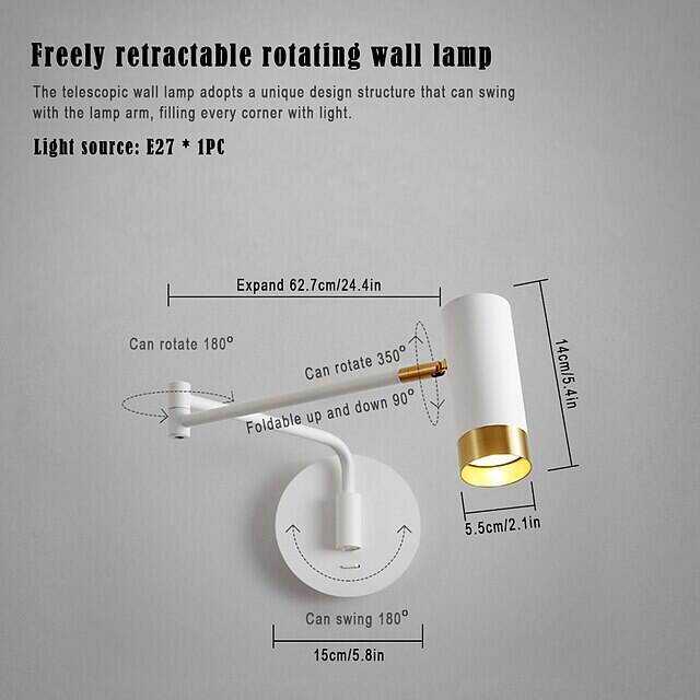 Indoor LED Swing Arm Lights Indoor Wall Lights Living Room Office Aluminium Alloy Wall Light IP44 AC 110V AC 220V 5 W