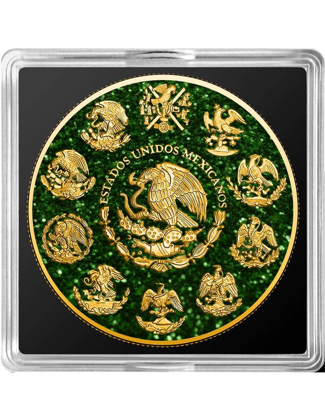 EMERALD Precious Gemstones Libertad 1 Oz Silver Coin Mexico 2023