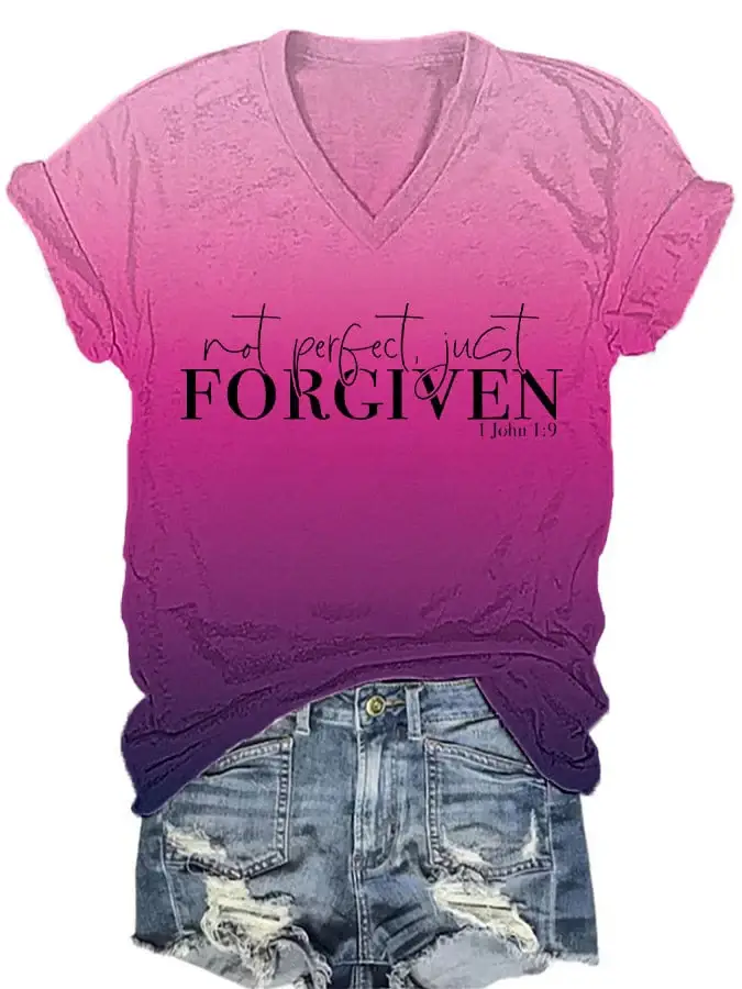 ?BUY 3 GET 10% OFF?Women's Not Perfect Just Forgiven Print T-Shirt