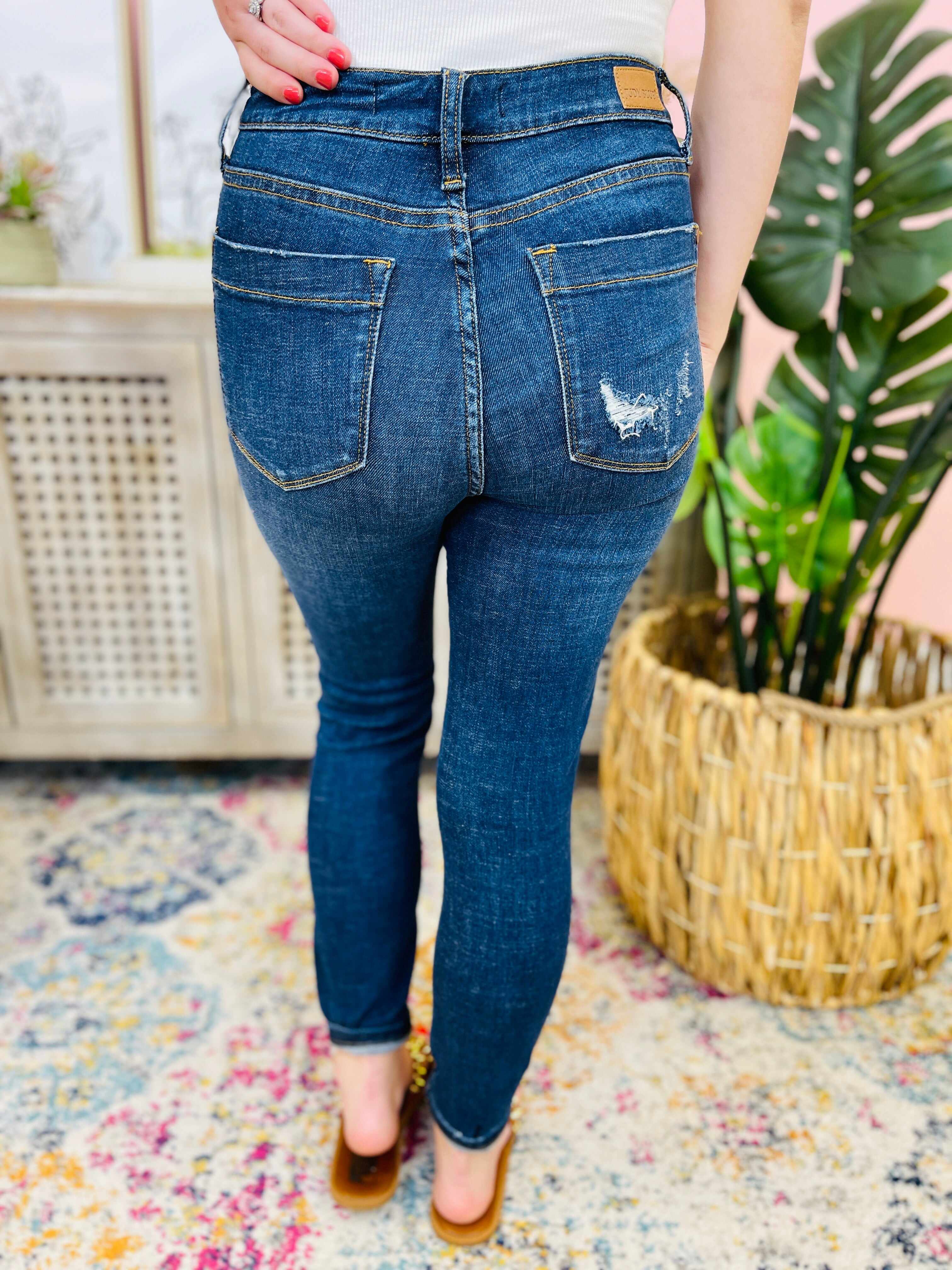 RESTOCK! Plus/Reg My Goodies Button Fly Patch Pocket Skinny Jean