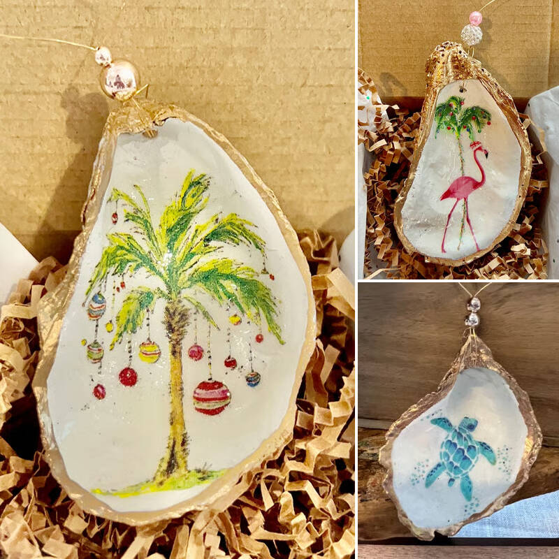 Christmas gift - Oyster Shell Art Ornament