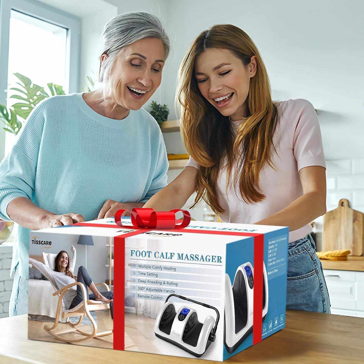 TiSSCARE Shiatsu Massage Foot Massager Machine - Improves Blood Flow Circulation, Deep Kneading & Tissue with Heat/Remote, Neuropathy, Plantar Fasciitis, Diabetics, Pain Relief