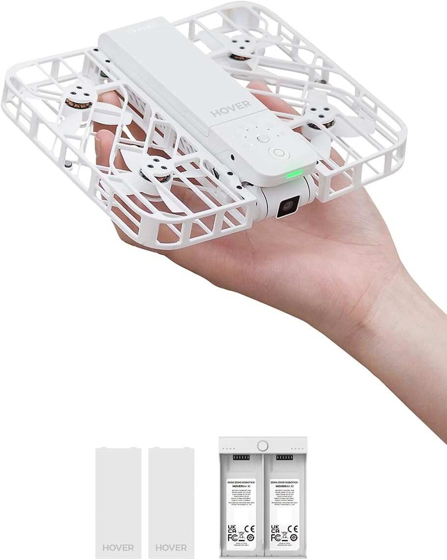 Air X1 Self-Flying Camera, Pocket-Sized Drone HDR Video Capture, Palm Takeoff, Intelligent Flight Paths, Follow-Me Mode, Foldable Camera Drone with Hands-Free Control White (Combo)