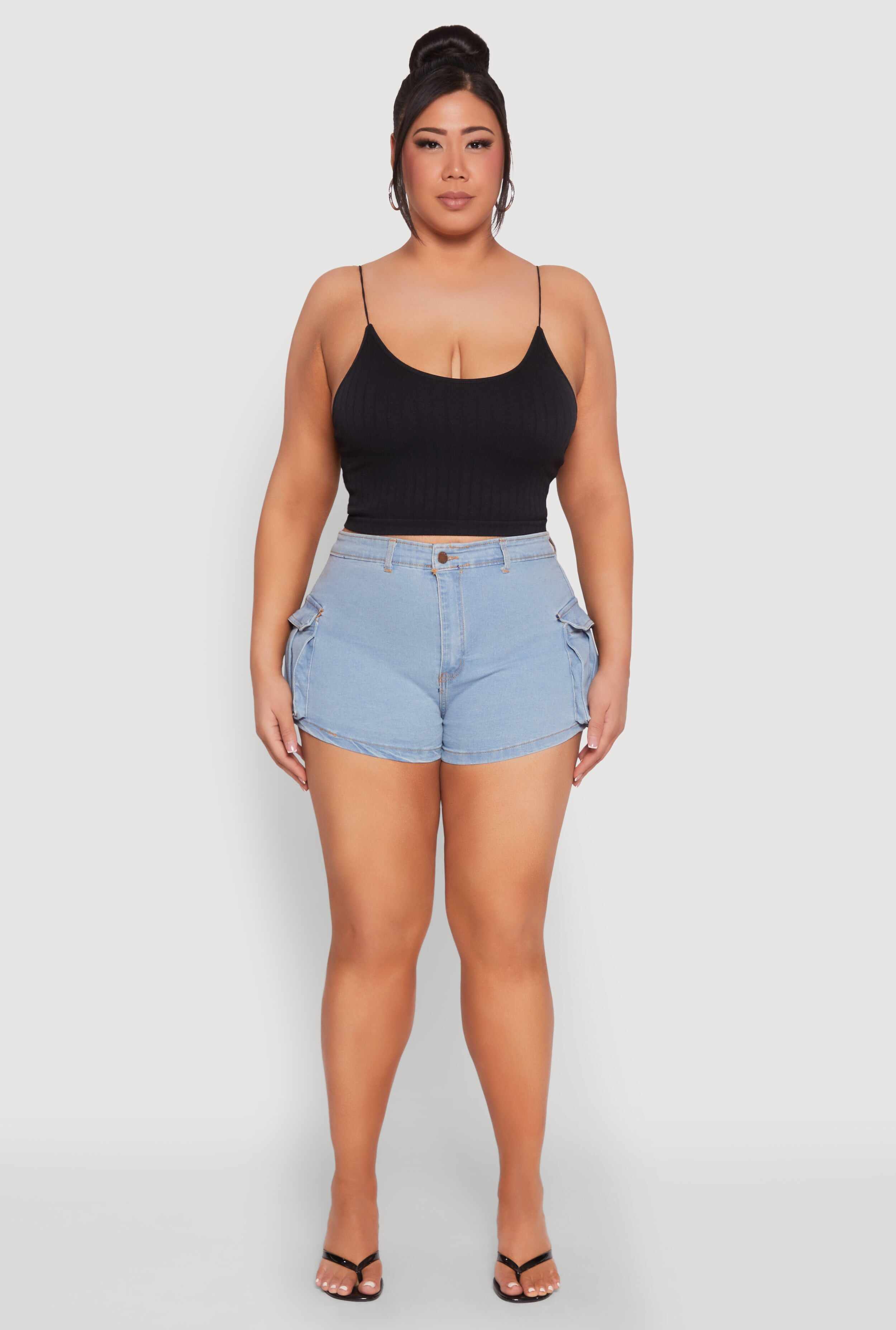 Plus Size Daisy Denim Cargo Shorts