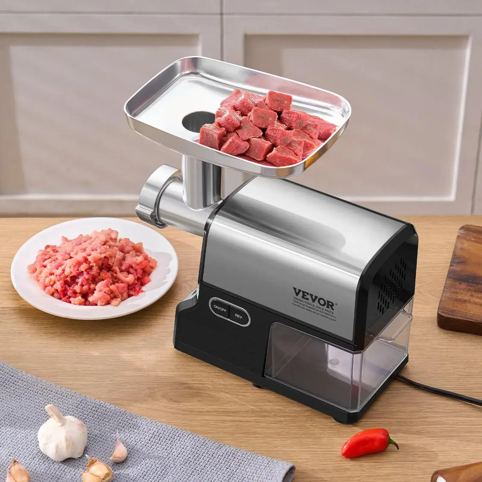 Meat Grinder, 3 Lbs/Min Capacity Electric Meat Grinders with Blade, Grinding Plate, Sausage Maker, Kubbe Kit, Burger Press, Chopper Attachment, Stainless Steel Meat Mincer for Home Kitchen