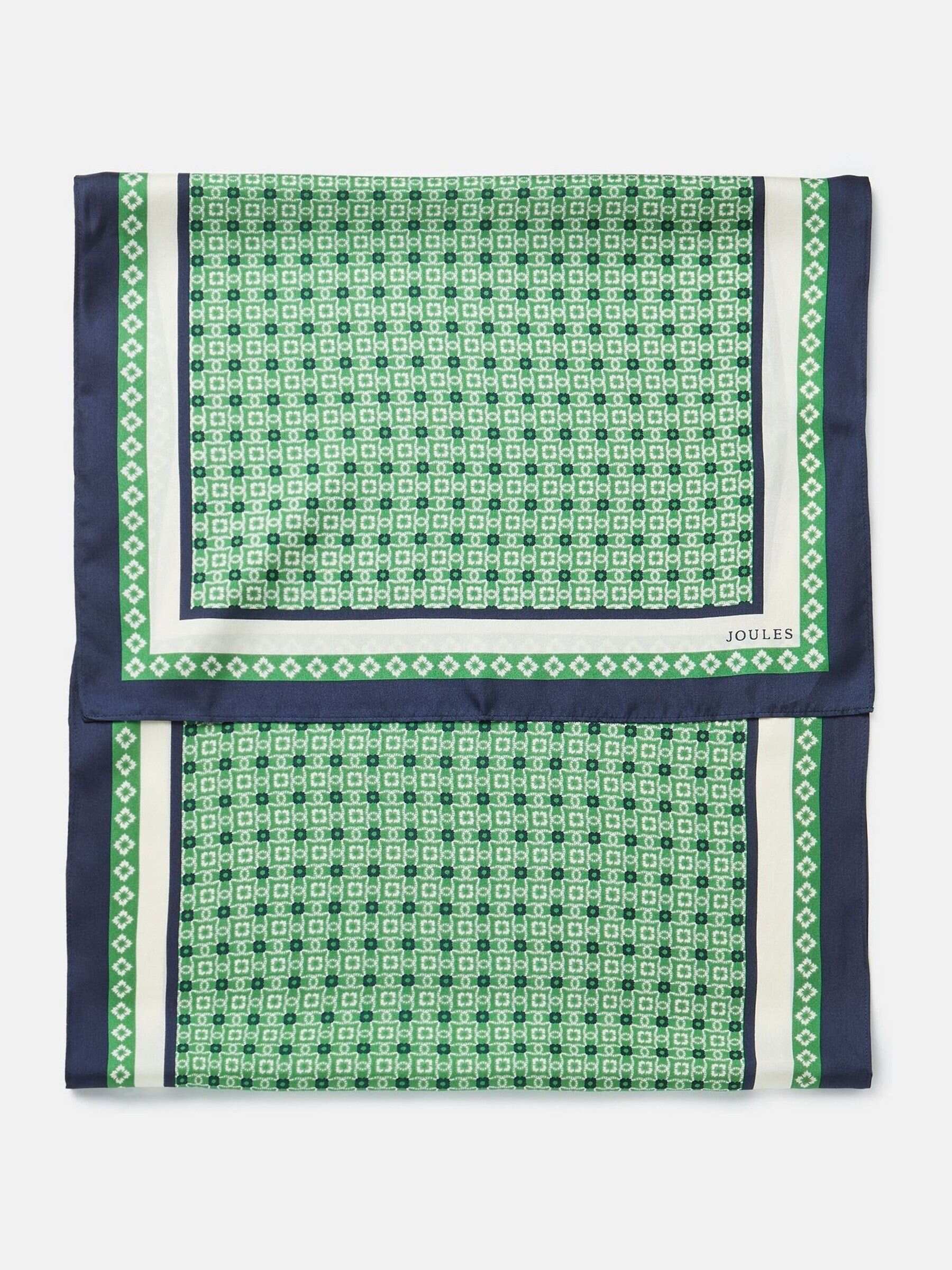 Windsor Green Printed Long 100% Silk Scarf