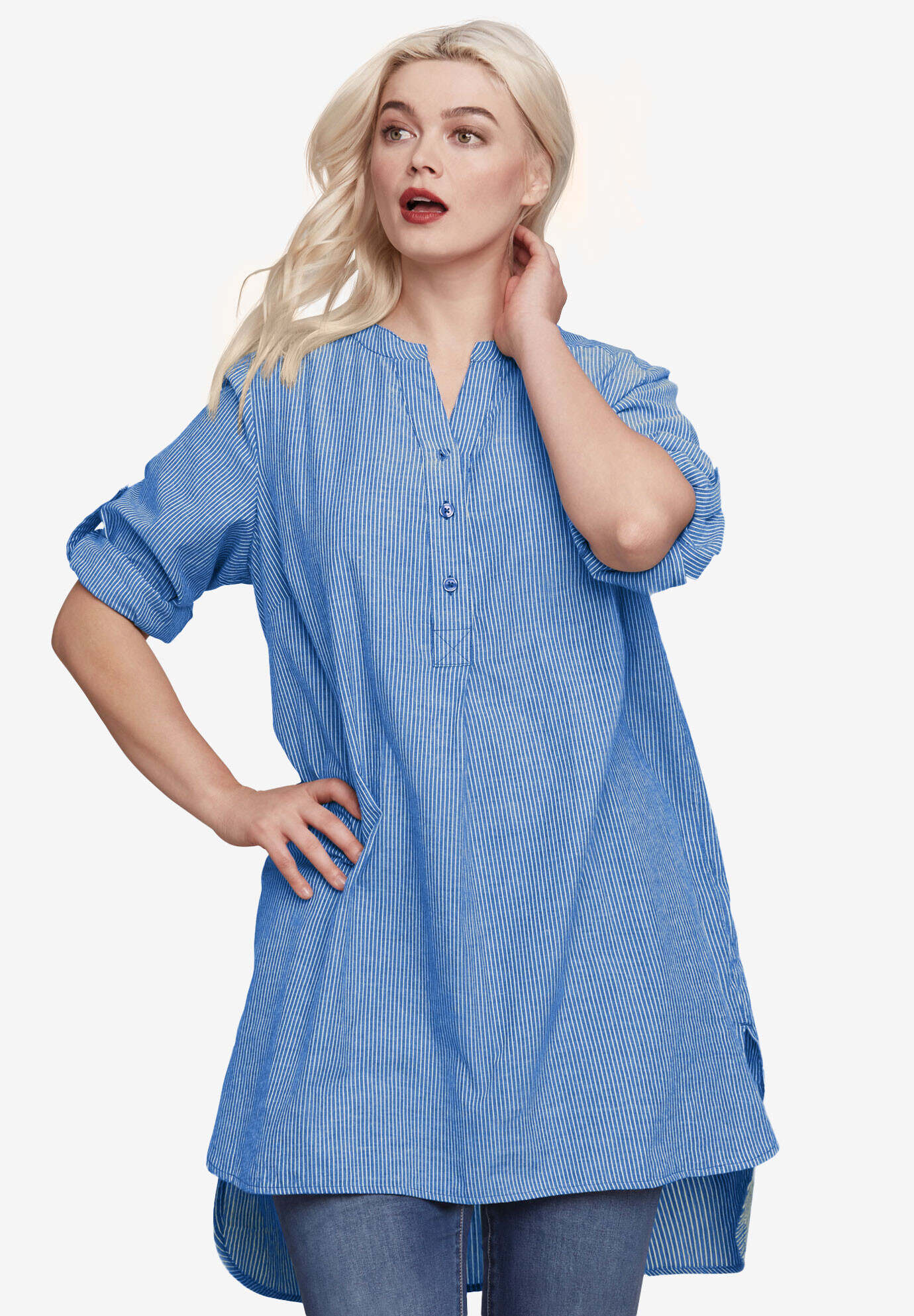 Breezy Cotton Henley Tunic