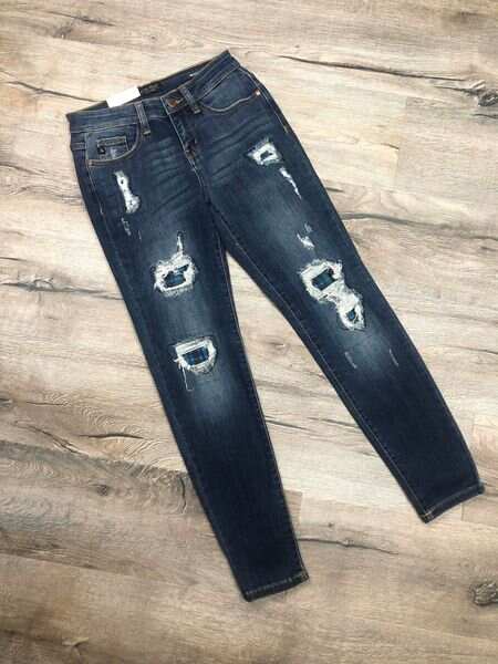 PLUS/REG Green Buffalo Plaid Patch Skinnies--LIMITED EDITION!