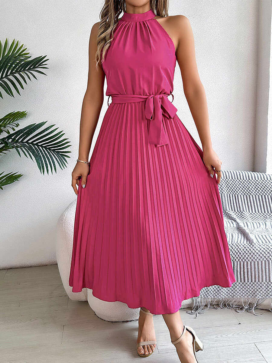 🔥Summer Arrivals🌟Women's Casual Stand-up Collar Sleeveless Pleated Dress