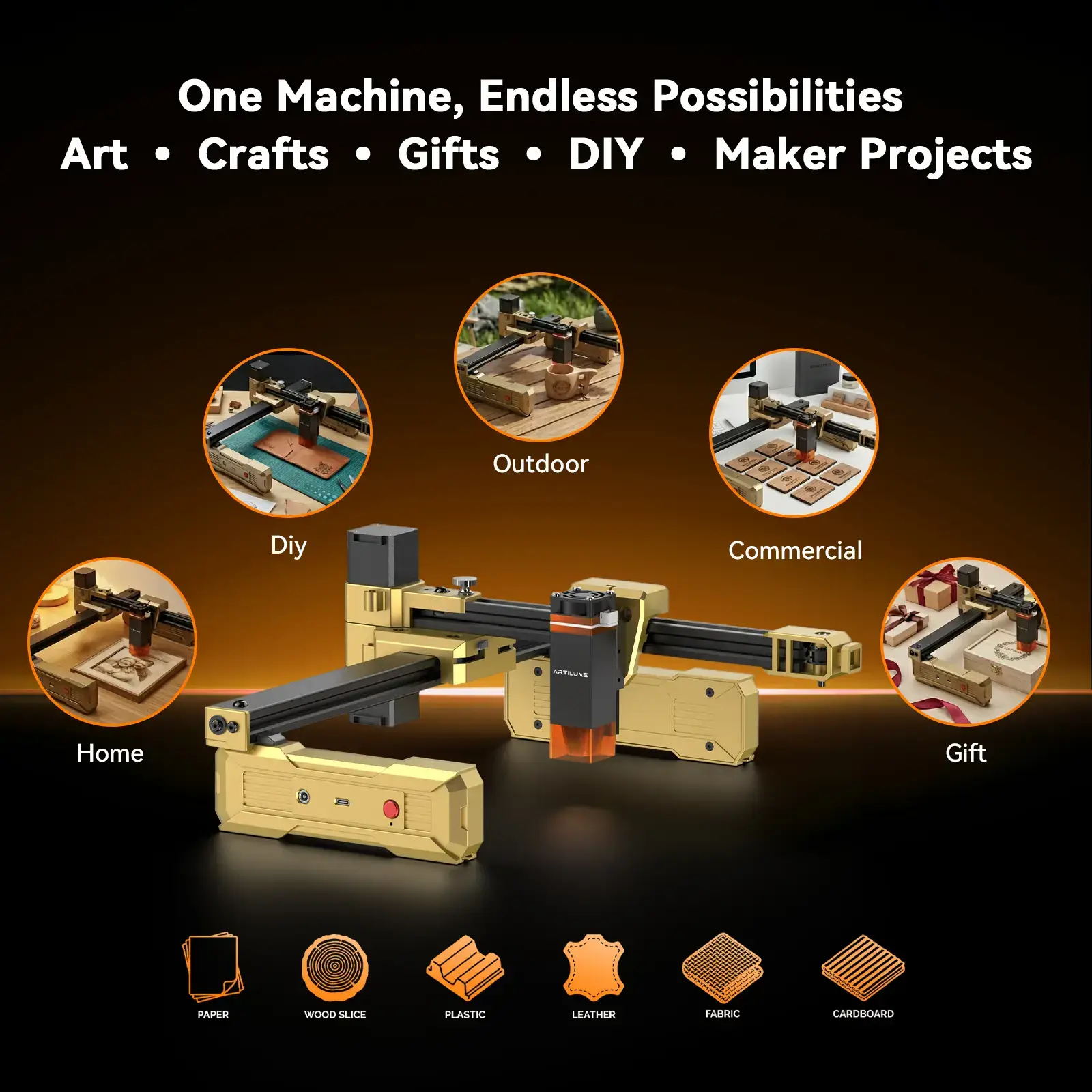 Foldable Portable Laser Engraver, No Assembly, 0.01mm Accuracy, 10000mm/min, for DIY & Small Business
