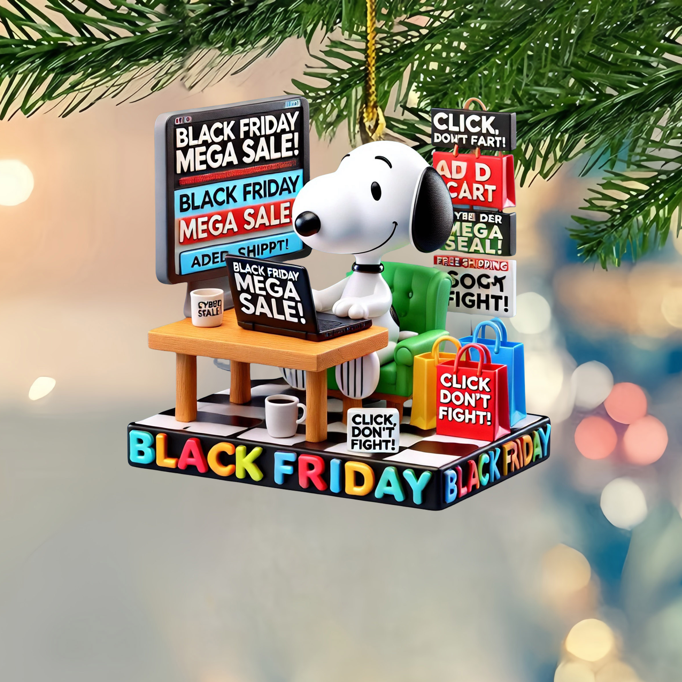 Snooopy vs. Black Friday Ornaments