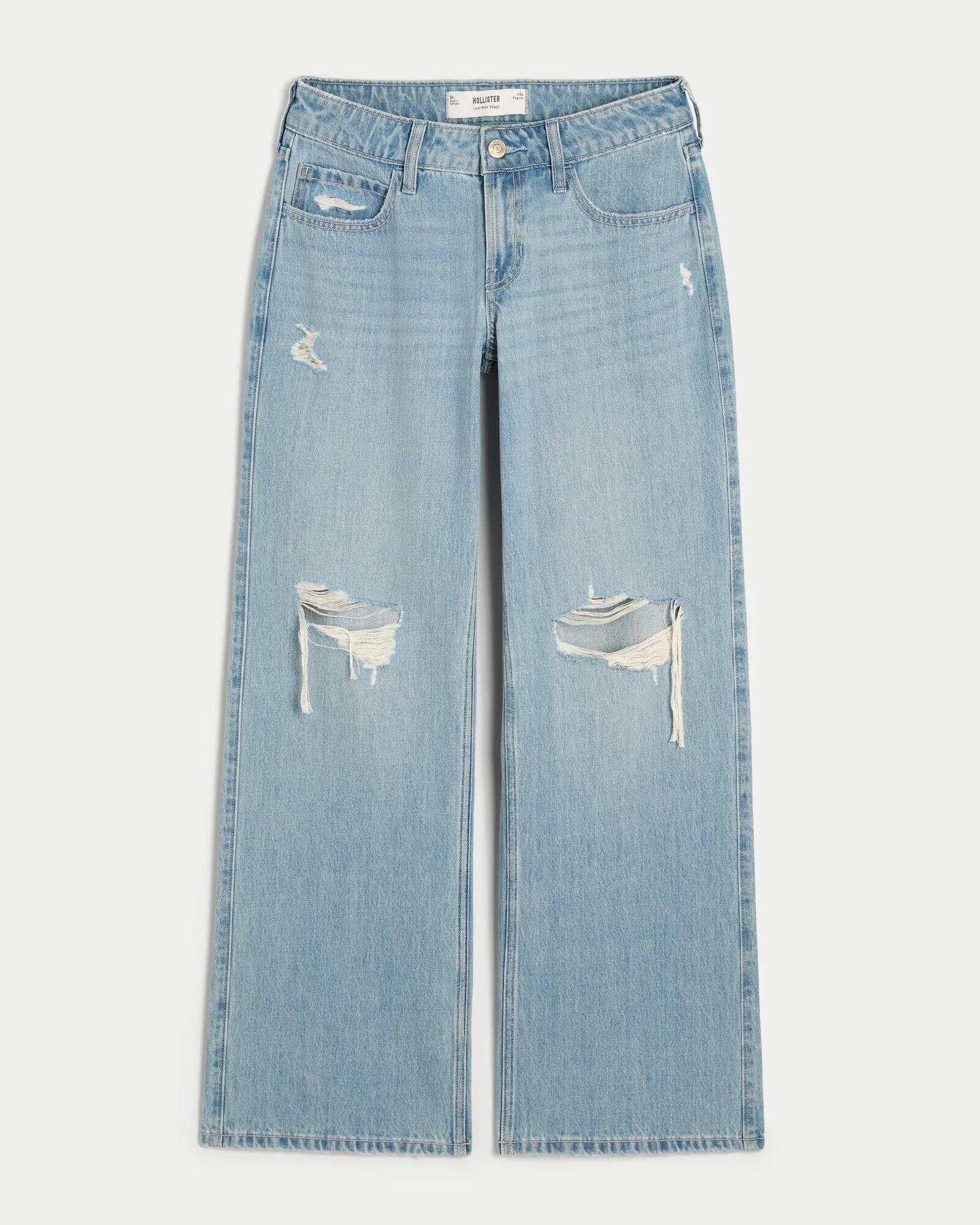 Low-Rise Dark Wash Baggy Jeans