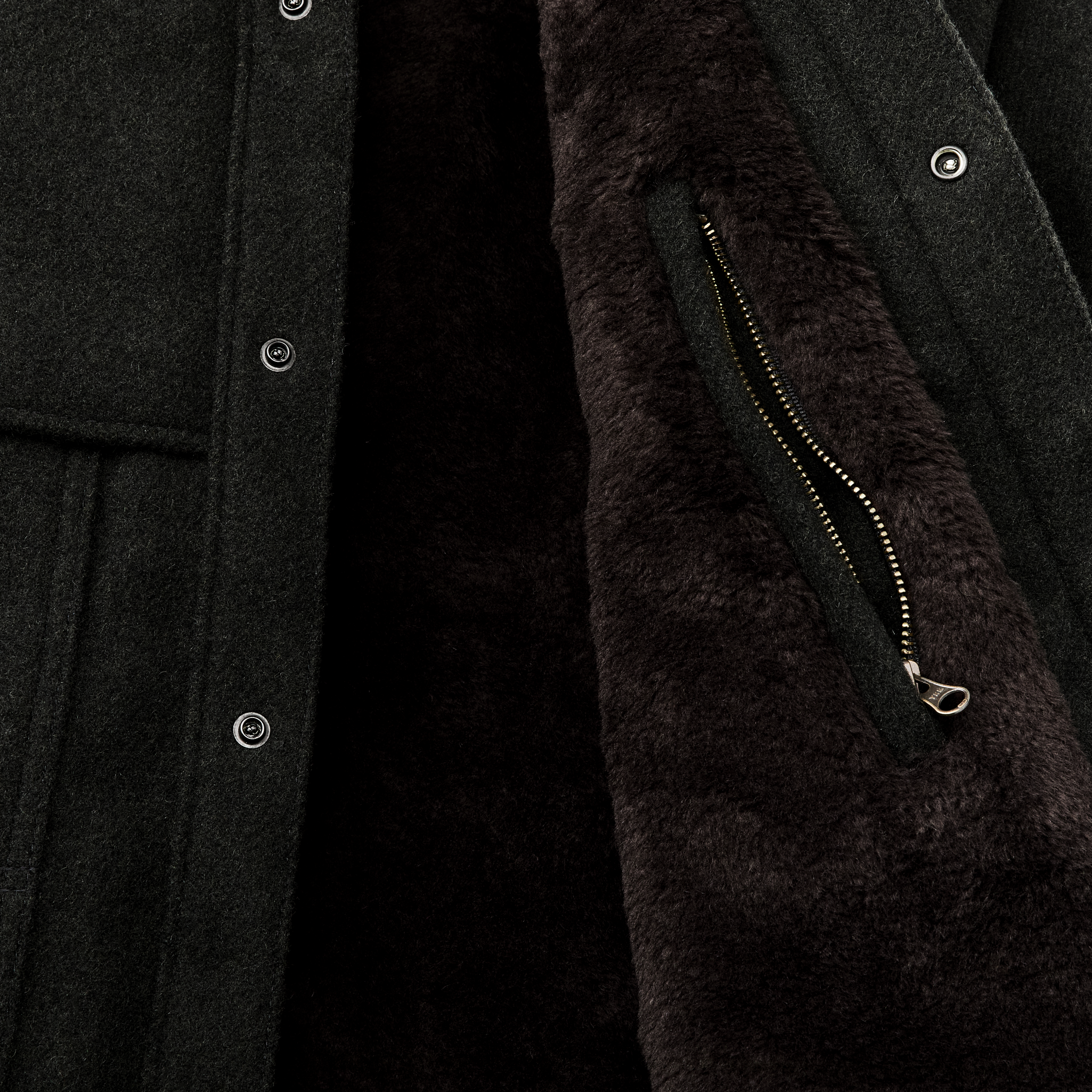 Lined Mackinaw Wool Cape Coat - Peat Black