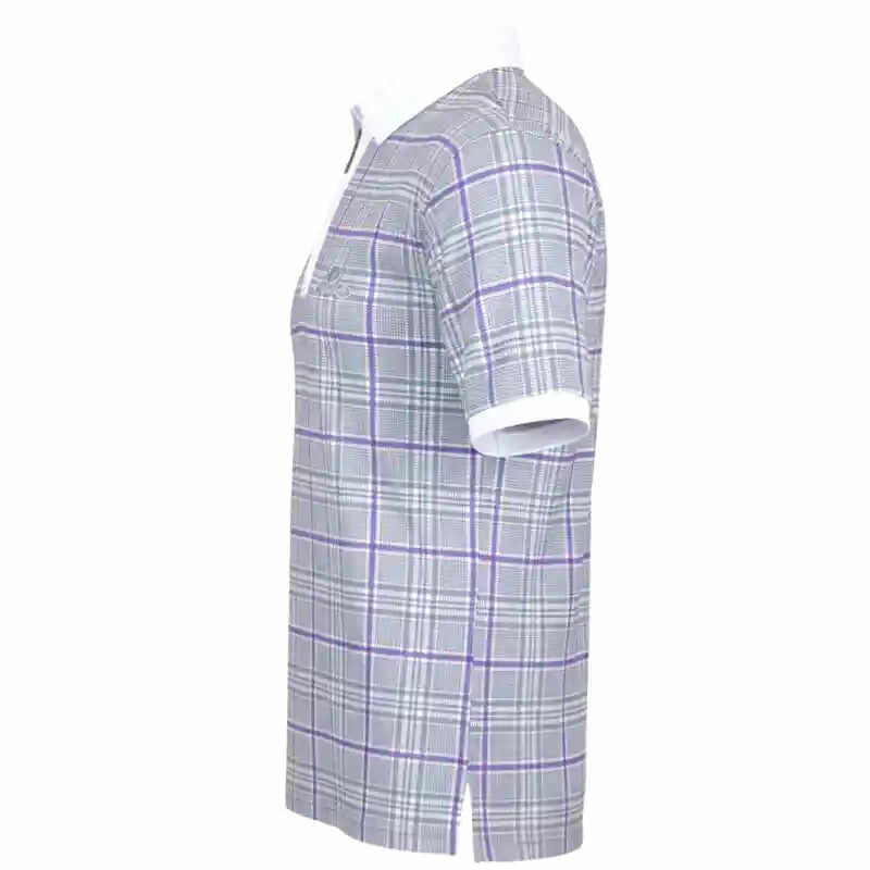 HT Plaid Cool-Stretch Men's Golf Shirt (Purple/Grey)