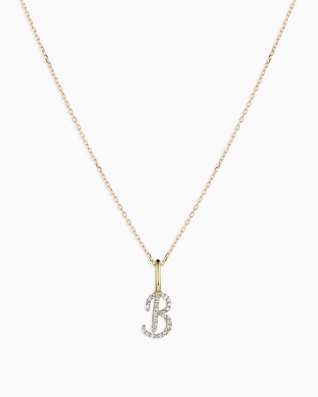 Diamond Script Alphabet Charm Necklace