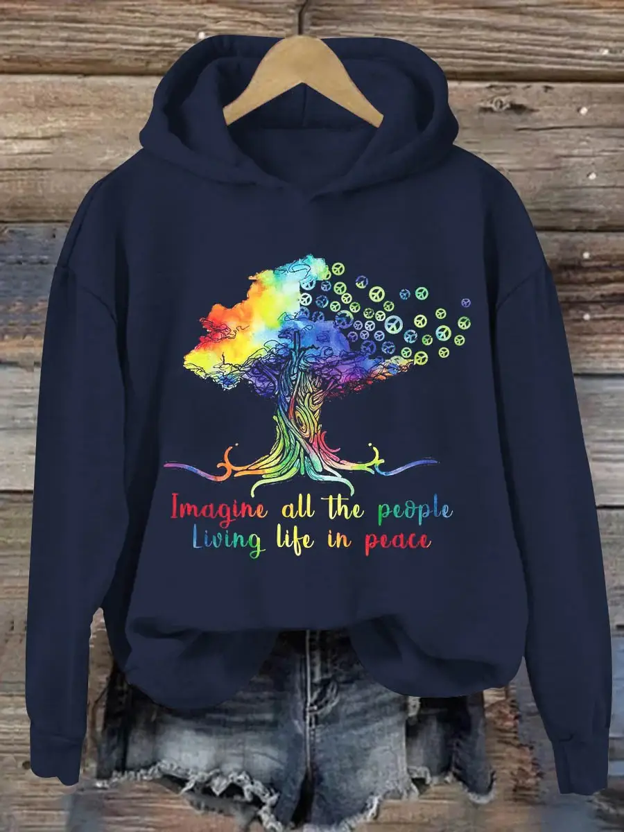 Imagine All The People Living Life In Peace Art Print Casual Sweatshirt