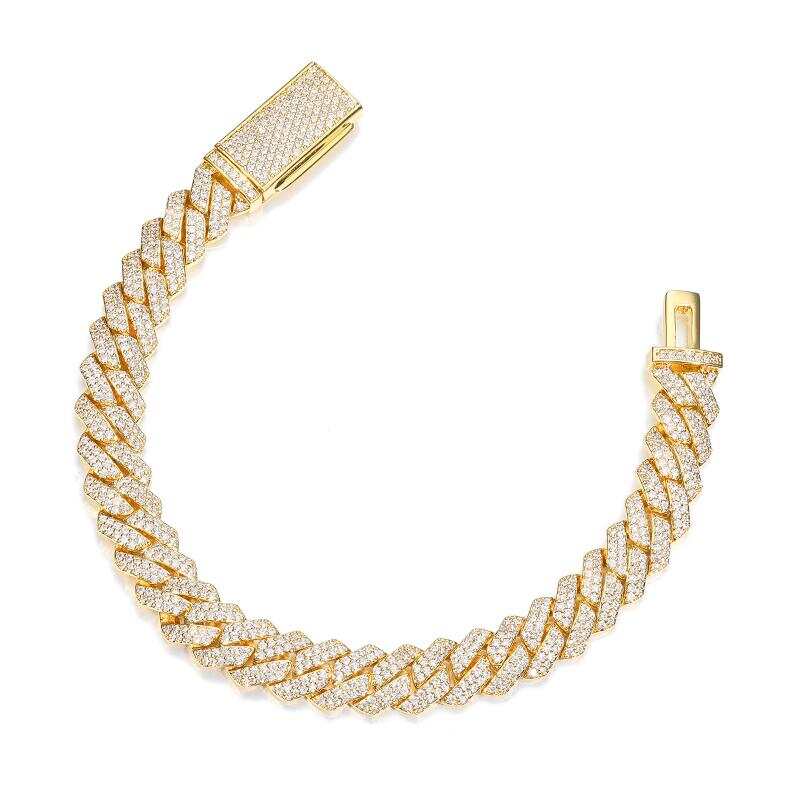 10mm S925 2 Rows Moissanite Cuban Link Bracelet