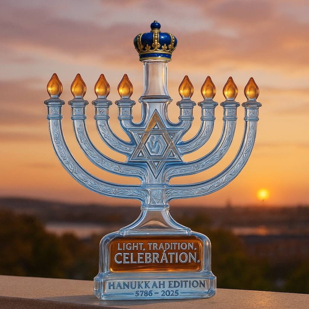 2025 Hanukkah Menorah Whiskey Bottle