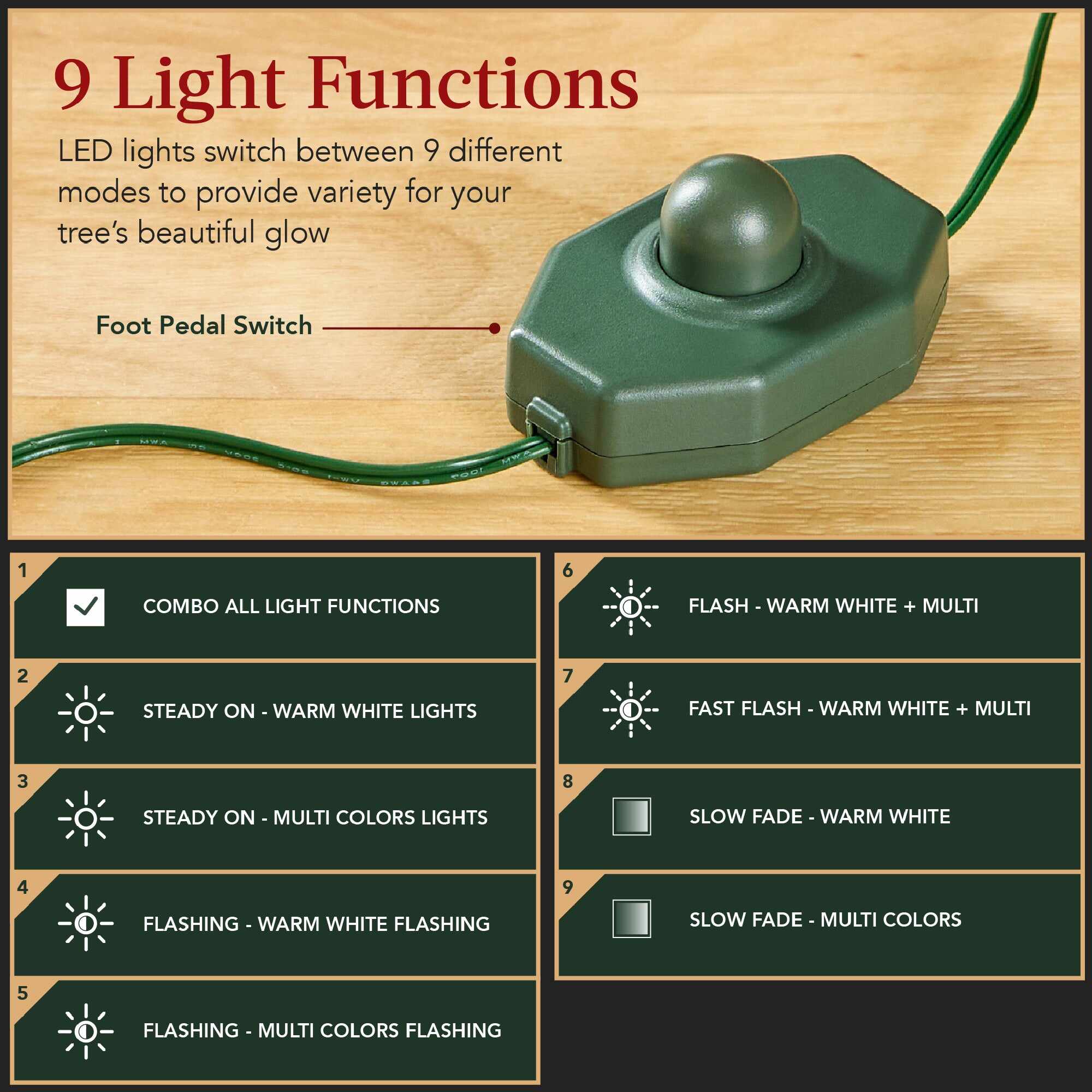Green Pre-Lit Sparse Flocked Christmas Tree w/ 2-in-1 LEDs, Cordless Connection