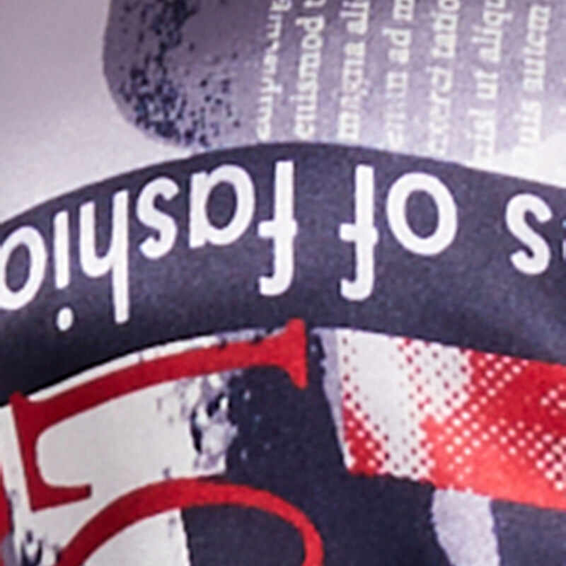 Plus Size Newspaper Print Satin Shirt