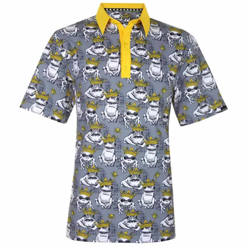 Party Animal Cool-Stretch Men's Golf Shirt (Frog)