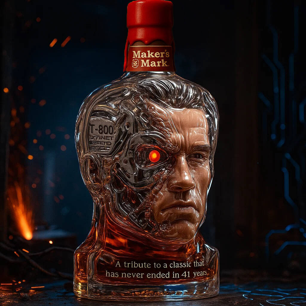 THe Terminator T-800 41 Anniversary Whisky Bottle