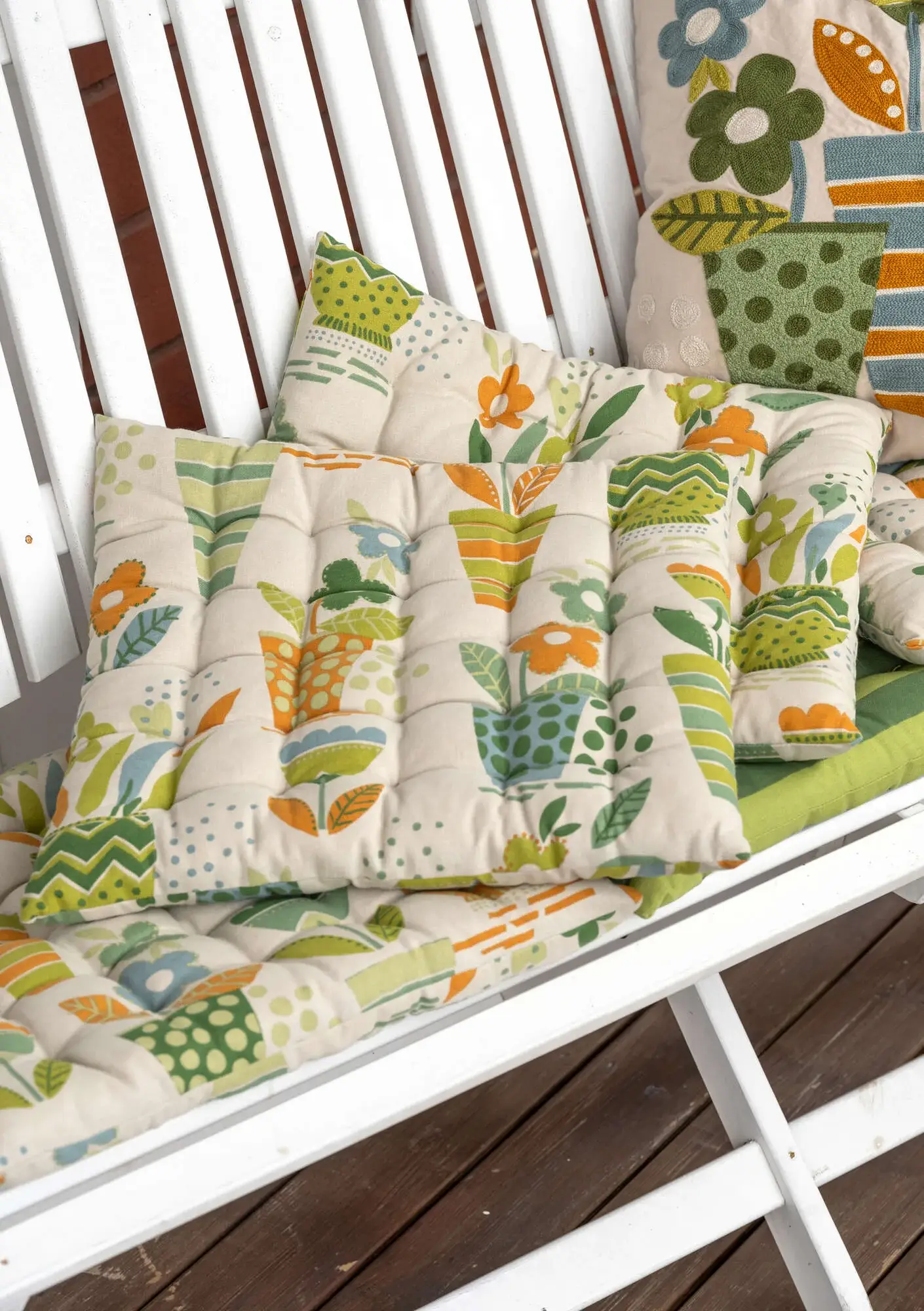 “Flower pots” organic cotton seat pad