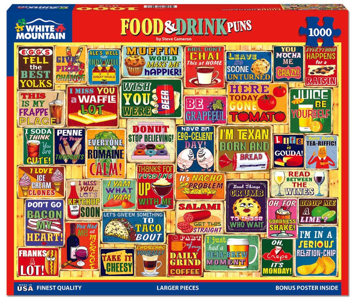 Food & Drink Puns (1803pz) - 1000 Piece Jigsaw Puzzle