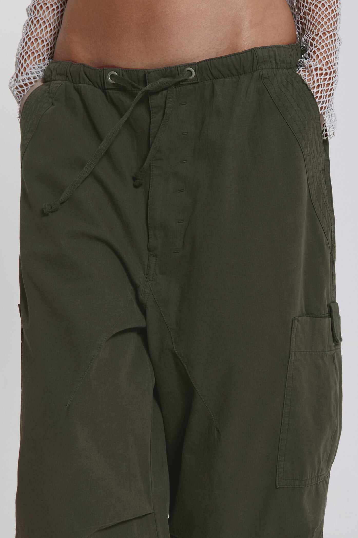 Khaki Parachute Cargo Pants