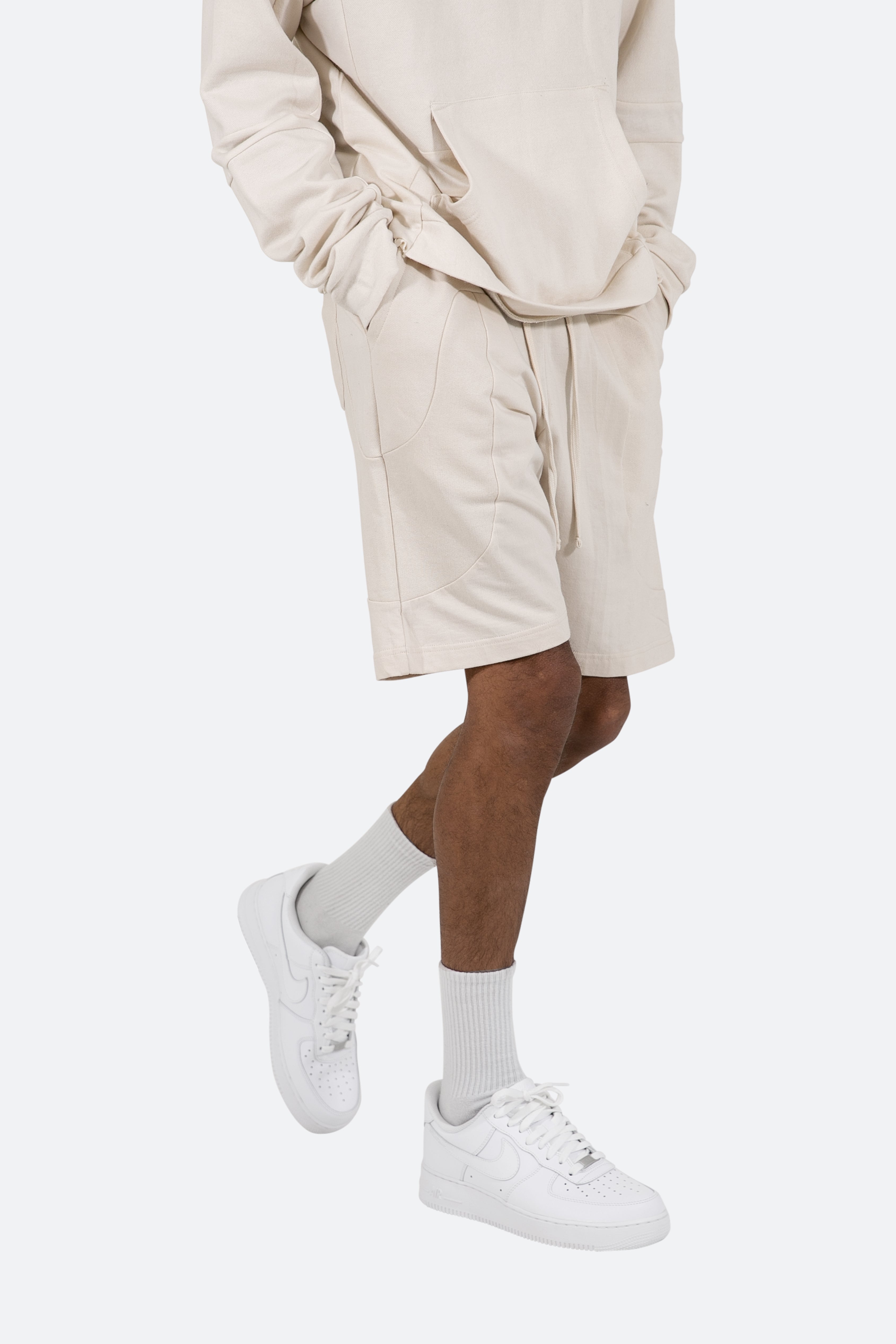 Geo Paneled Sweatshorts - Off White