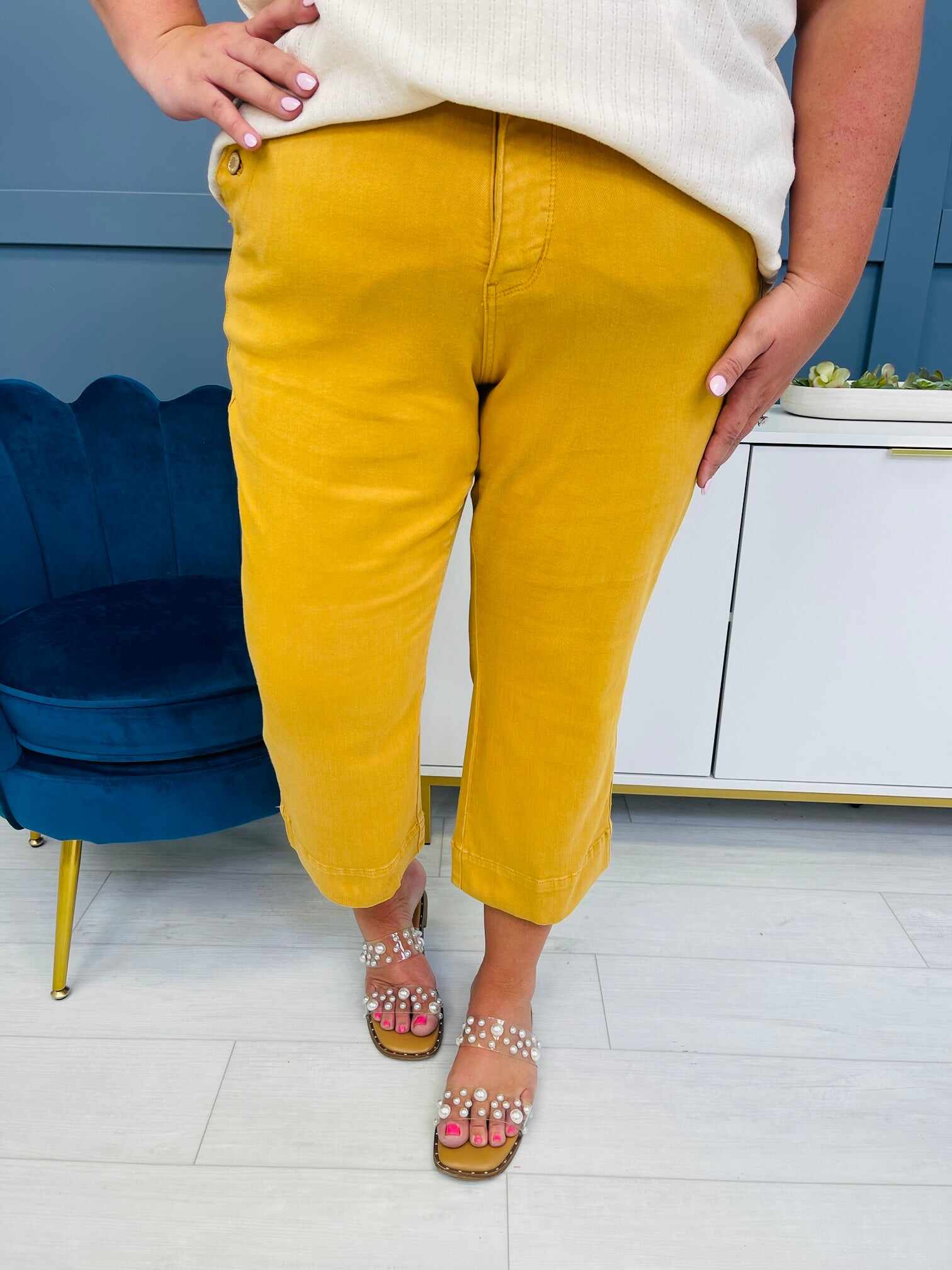 REG/CURVY You Are My Sunshine Cropped Wide Leg Jeans