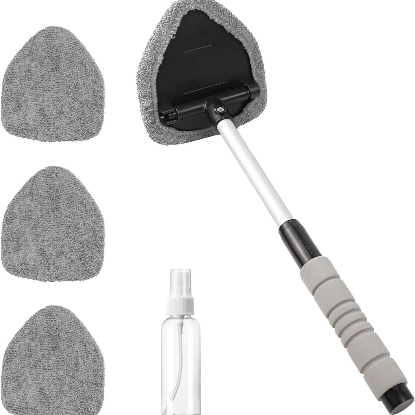 💥 💥 🔥 Windshield Cleaning Tool, Microfiber Car Window Cleaner with 4 Reusable and Washable Microfiber Pads and Extendable Handle