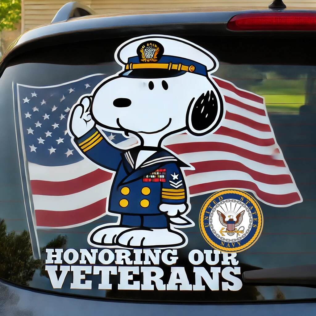Honoring Veterans Snoopy Car Decals