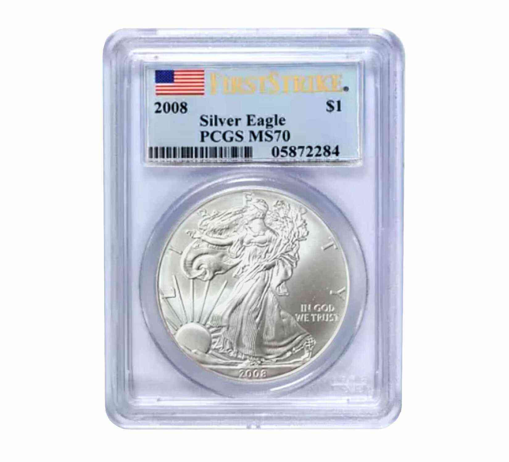 2008 $1 American Silver Eagle MS69 PCGS - First Strike