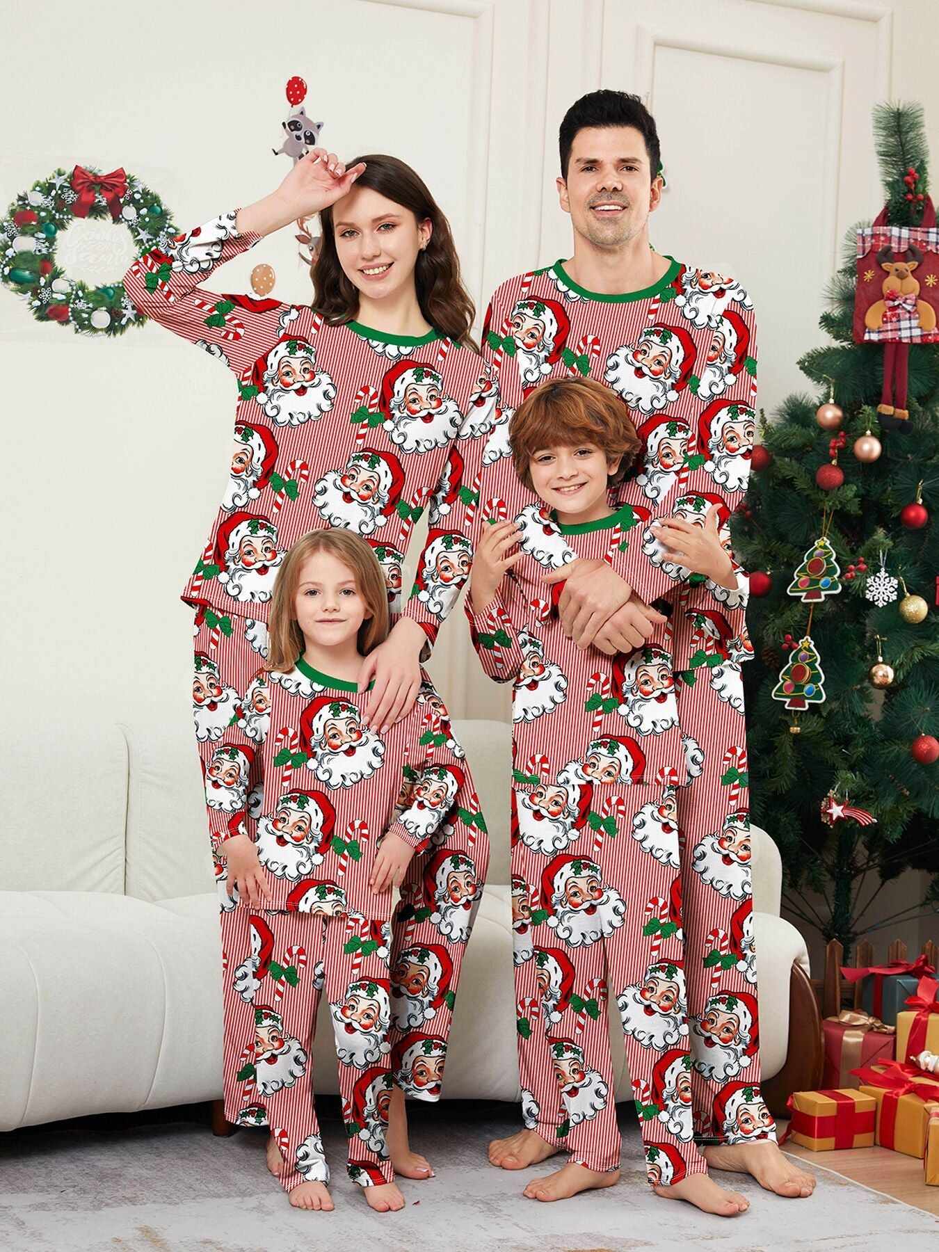 Family Christmas Pajamas Adult's Kid's Xmas Christmas Pattern Matching Set