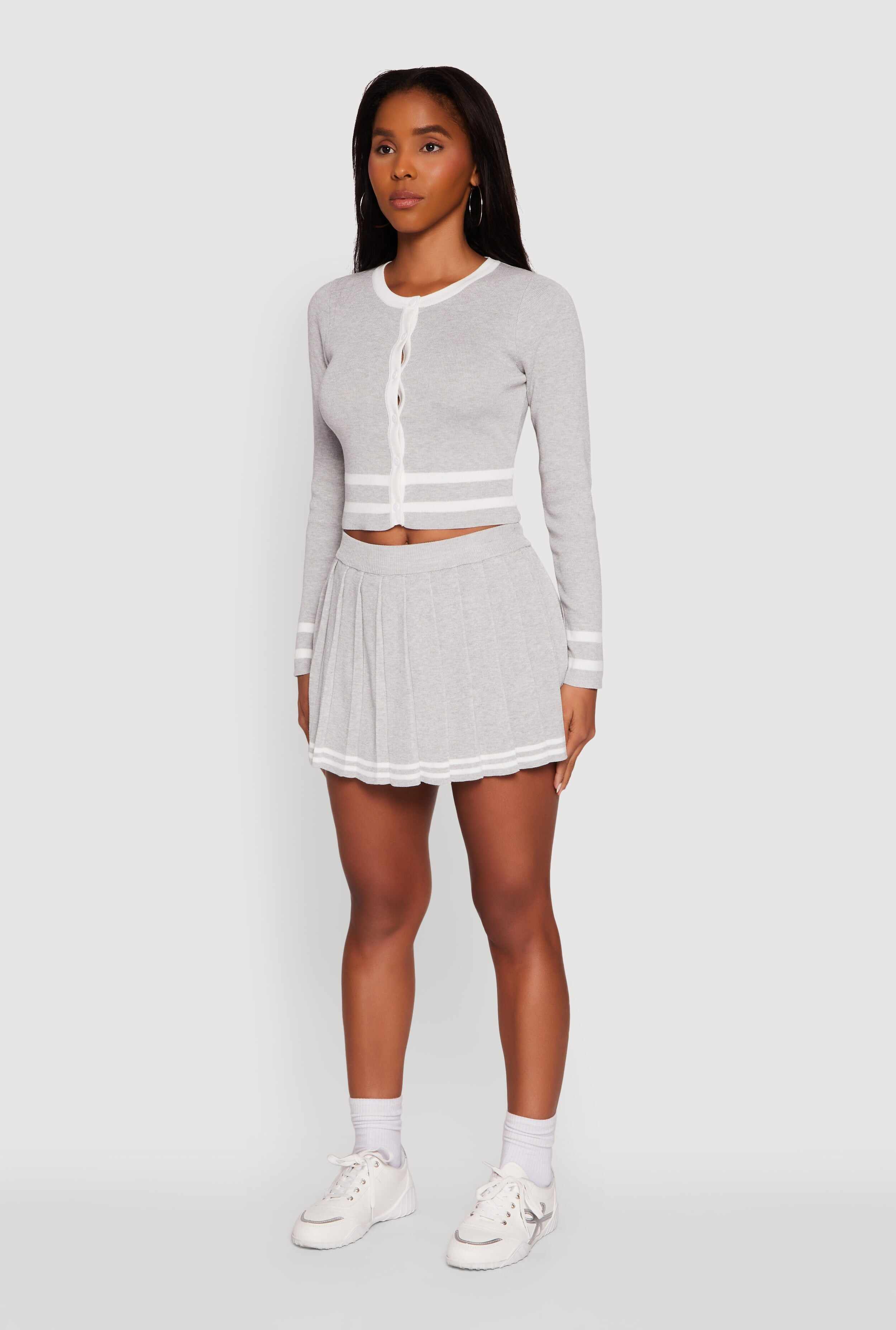Daisy Button Front Contrast Trim Cardigan
