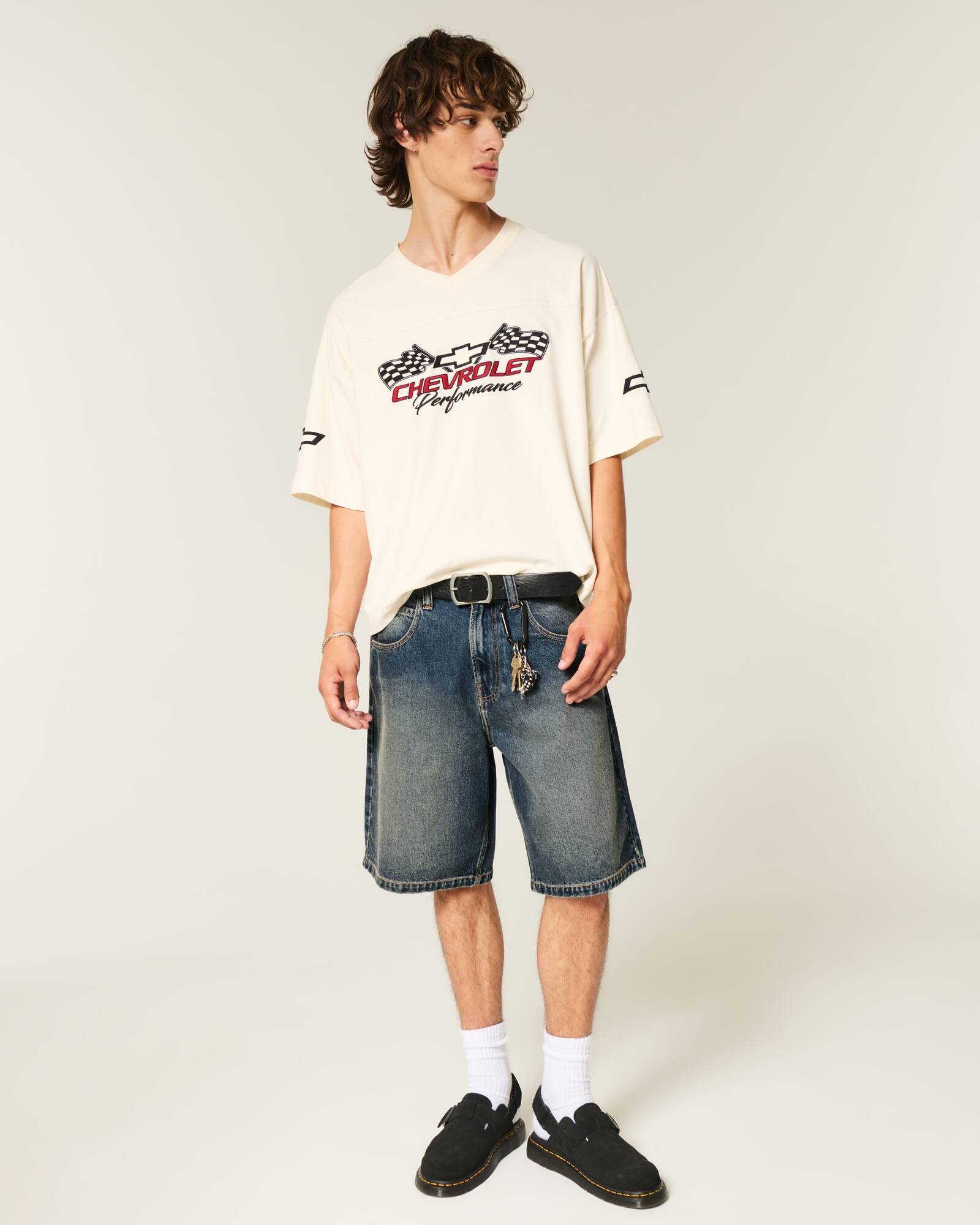 Washed Black Baggy Denim Shorts