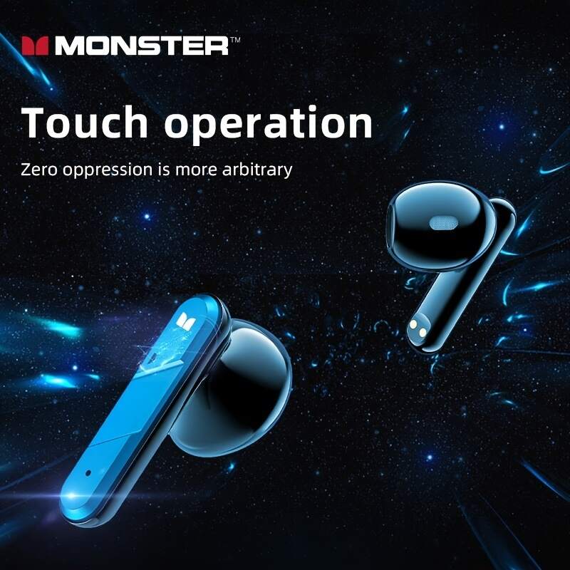 Monster XKT09 TWS Wireless Headphones High Quality Ultra Long Standby,Built-in Mic, Touch Control, USB Charging Case,  Long Hr Battery Earphones, Waterproof For Sport