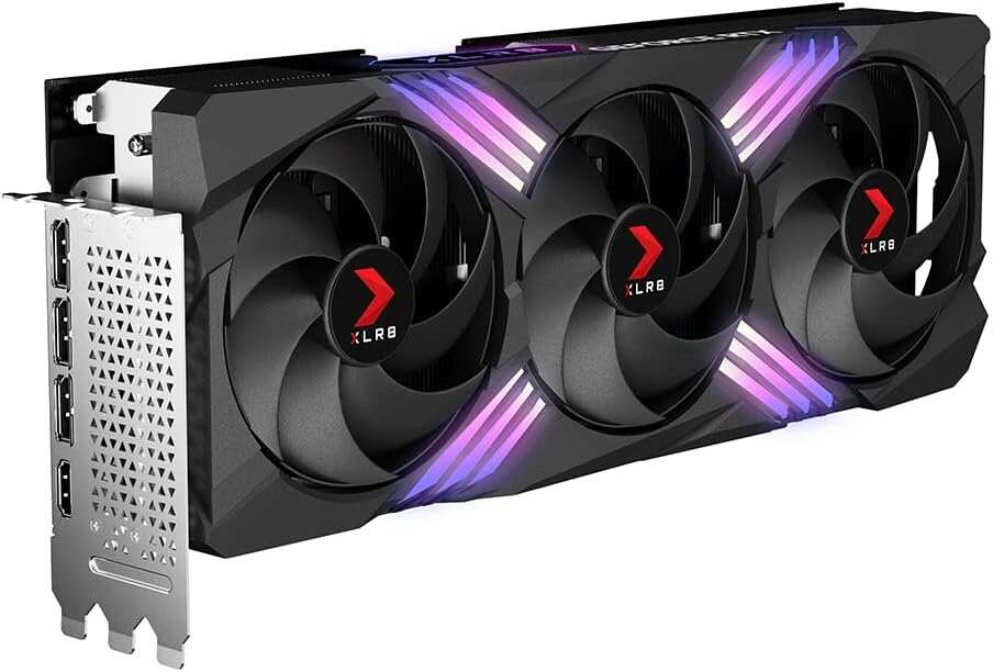 PNY GeForce RTX™ 4070 Ti Super 16GB VERTO™ OC Triple Fan Graphics Card DLSS 3 (256-bit, GDDR6X, PCIe 4.0, HDMI/DisplayPort, Supports 4k, incl. Adapter & Support Bracket, 3 slot)