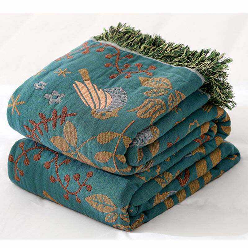 Boho Breathable Flower Bird Reversible Quilt