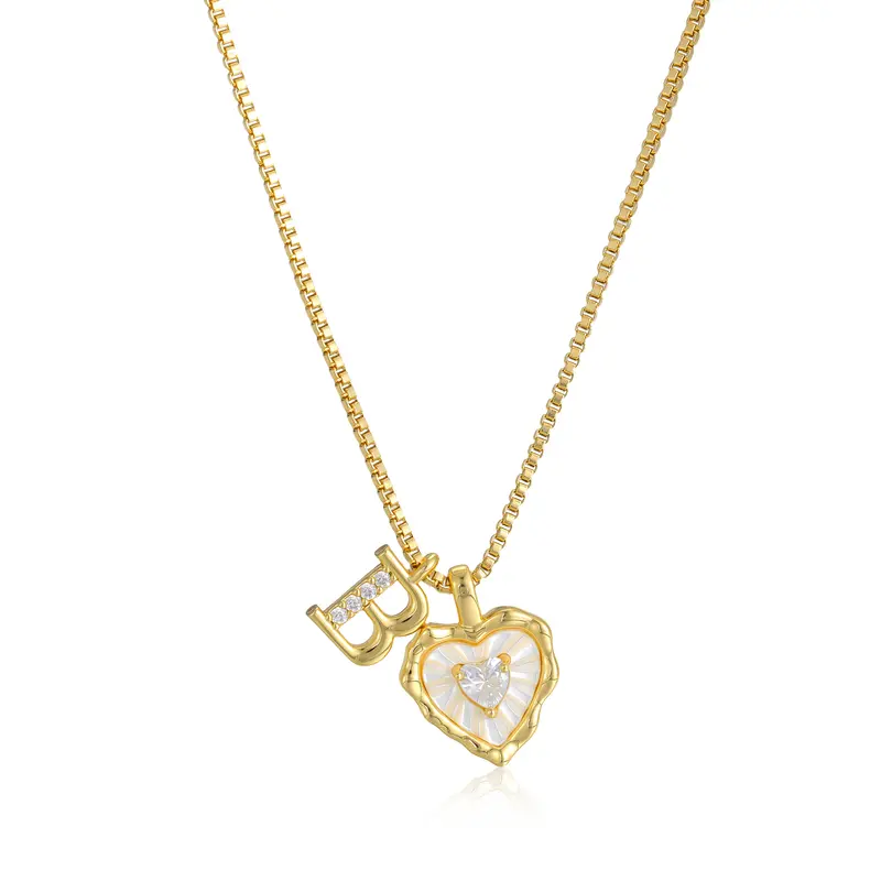🔥Last Day 69% OFF ✨Gold Shell Heart CZ A-Z Initial Necklace, Valentine's Day Jewelry Gift