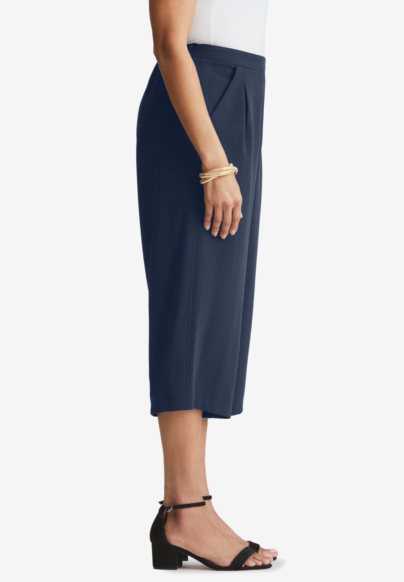 Wide-Leg Crop Crepe Pants