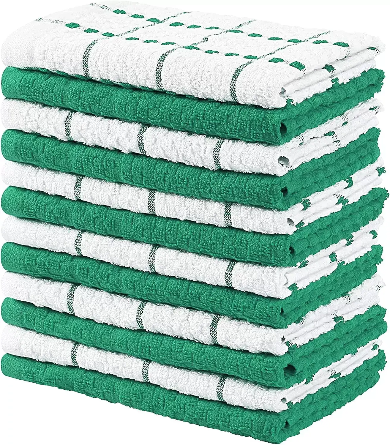 Kitchen Towels 12 Pack, 15 x 25 Inches, 100% Ring Spun Cotton Super Soft and Absorbent Linen Dish Towels, Tea Towels and Bar Towels Set (Black)
