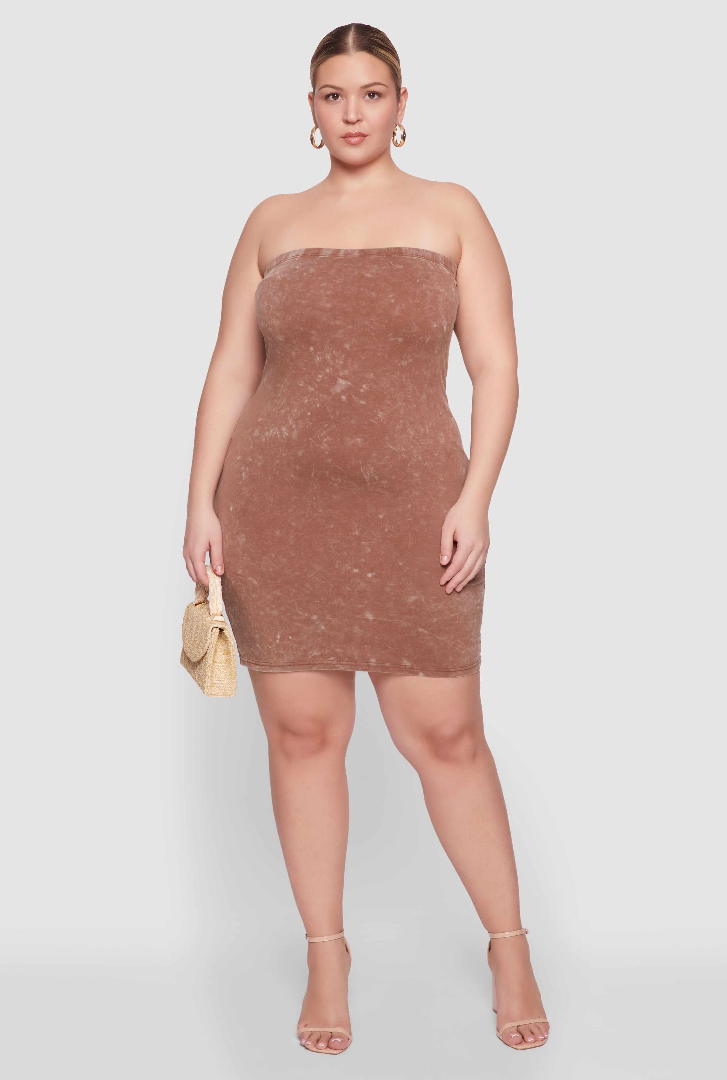 Plus Size Daisy Mineral Wash Mini Strapless Dress
